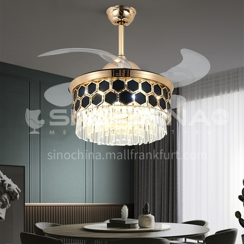 American simple crystal invisible fan lamp European style living room silent bedroom luxury lamps-DSYF-F2874